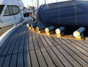 Teak deck, glueing teak slat or teak panel for motor boat in Sardinia. After Photo 4