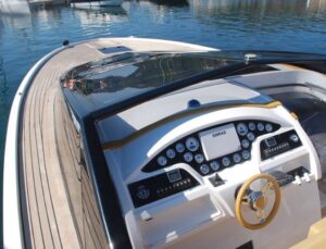Teak deck, glueing teak slat or teak panel for motor boat in Sardinia. After Photo 1